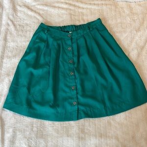 Xhilaration Green/Teal Semi Pleated Button Down Skirt